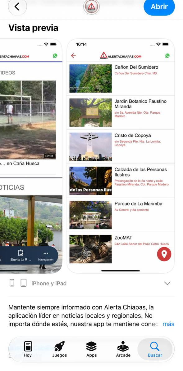 Menú de la app: noticias, reporte, calidad del aire, sismos y más